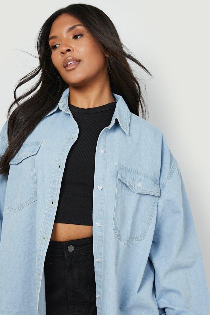 Plus Oversized Denim Shirt